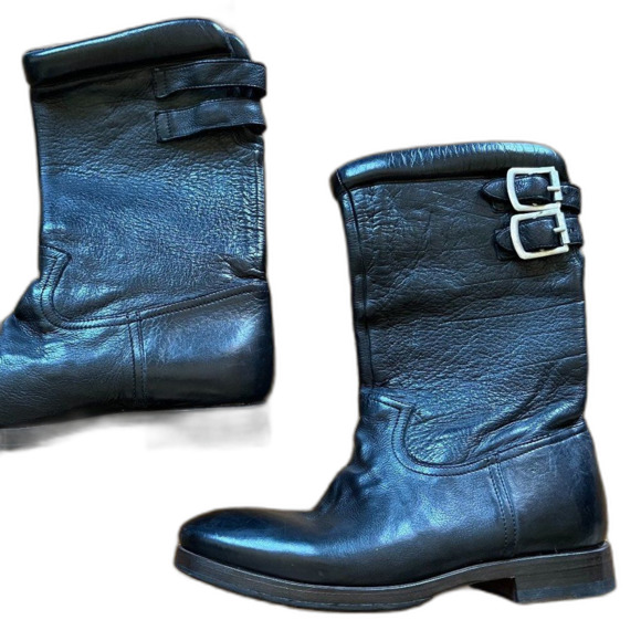 Paul Smith Black Leather Pull On Moto Biker Boots  Women's Size 37 US 6.5 - Picture 4 of 5